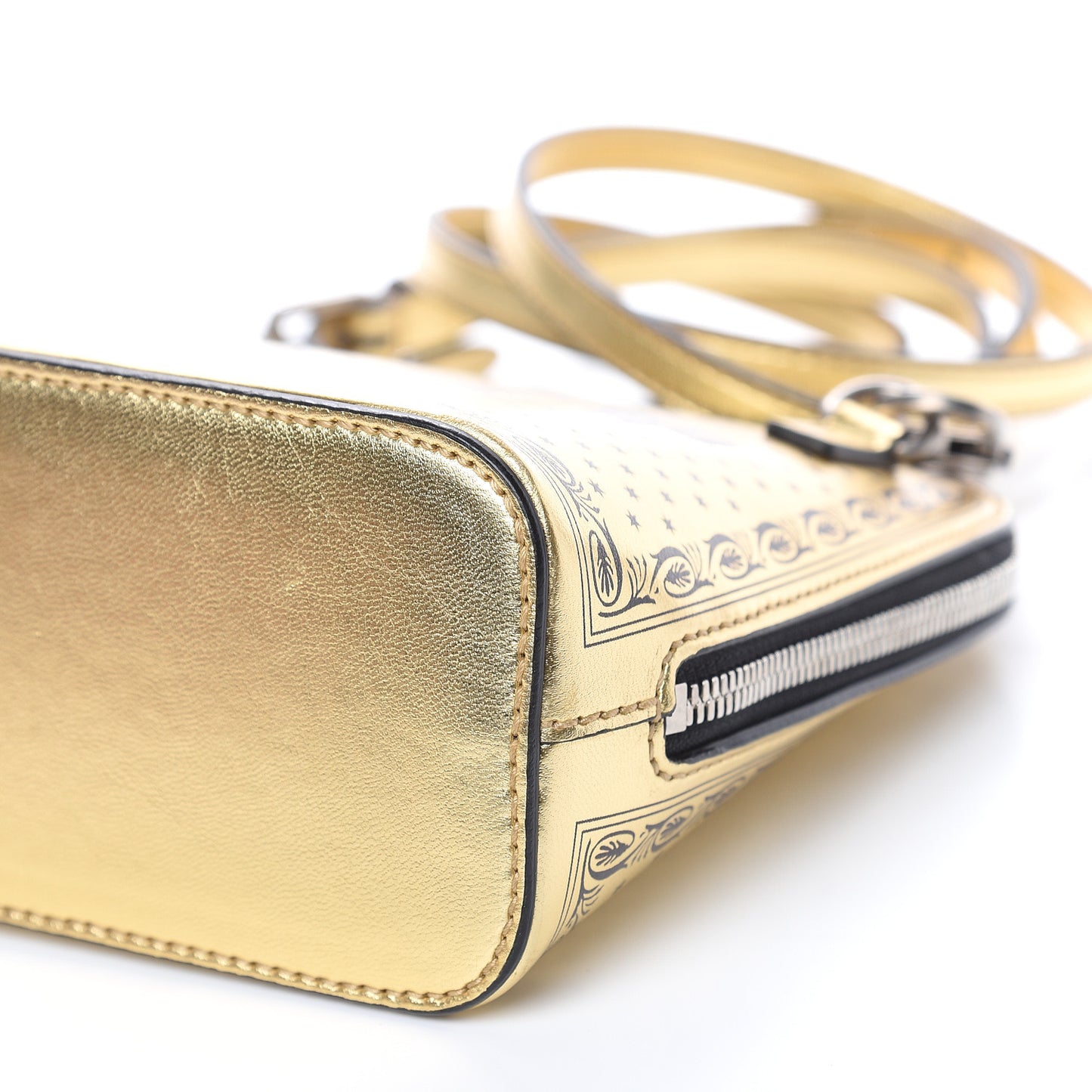 X SEGA Calfskin GUCCY Stars Mini Dome Shoulder Bag Gold