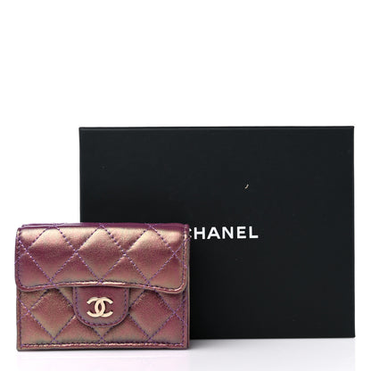 Chanel Iridescent Lambskin Small Quilted Flap Wallet Purple 13 of 13