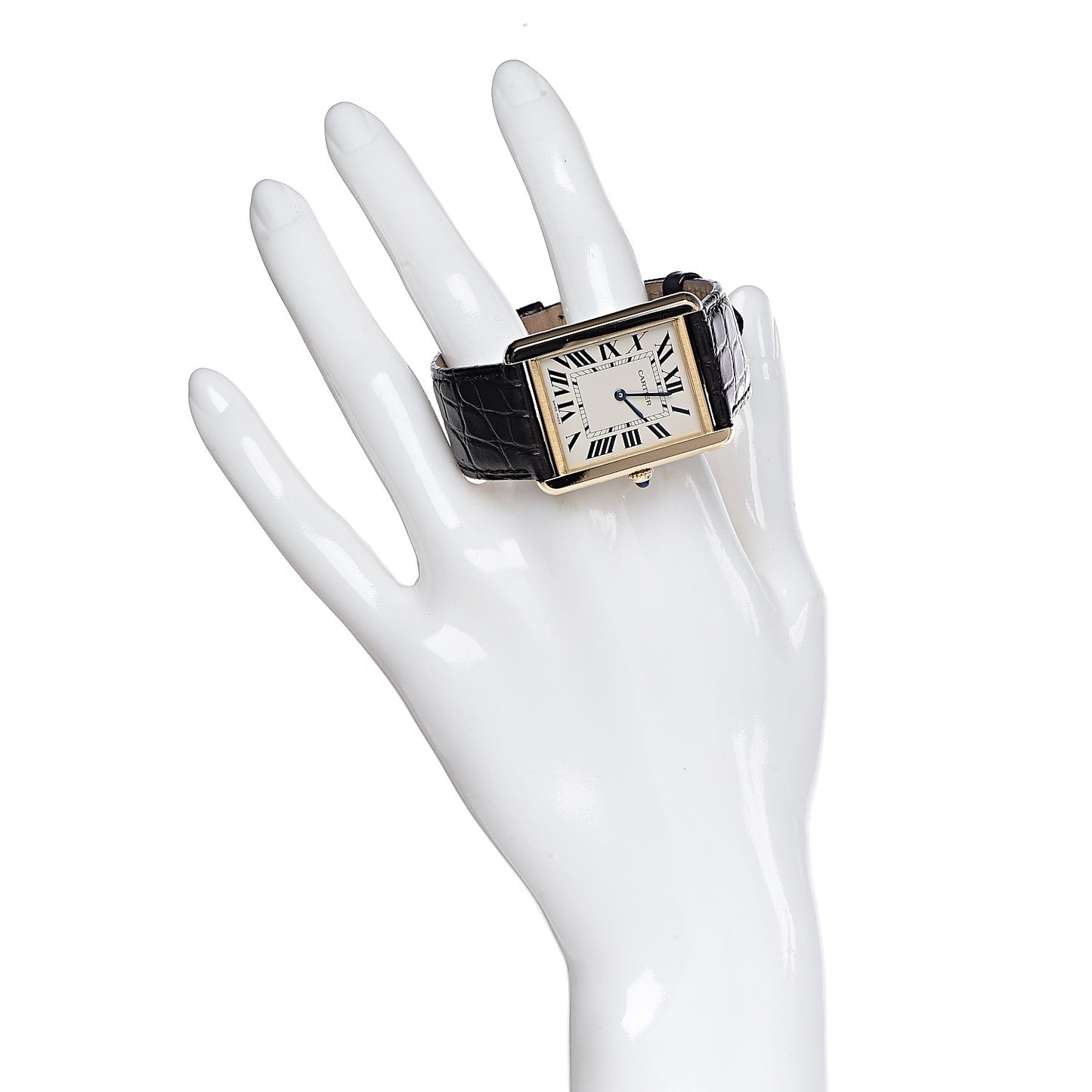 Stainless Steel 18K Yellow Gold Alligator 27mm Tank Solo Quartz Watch