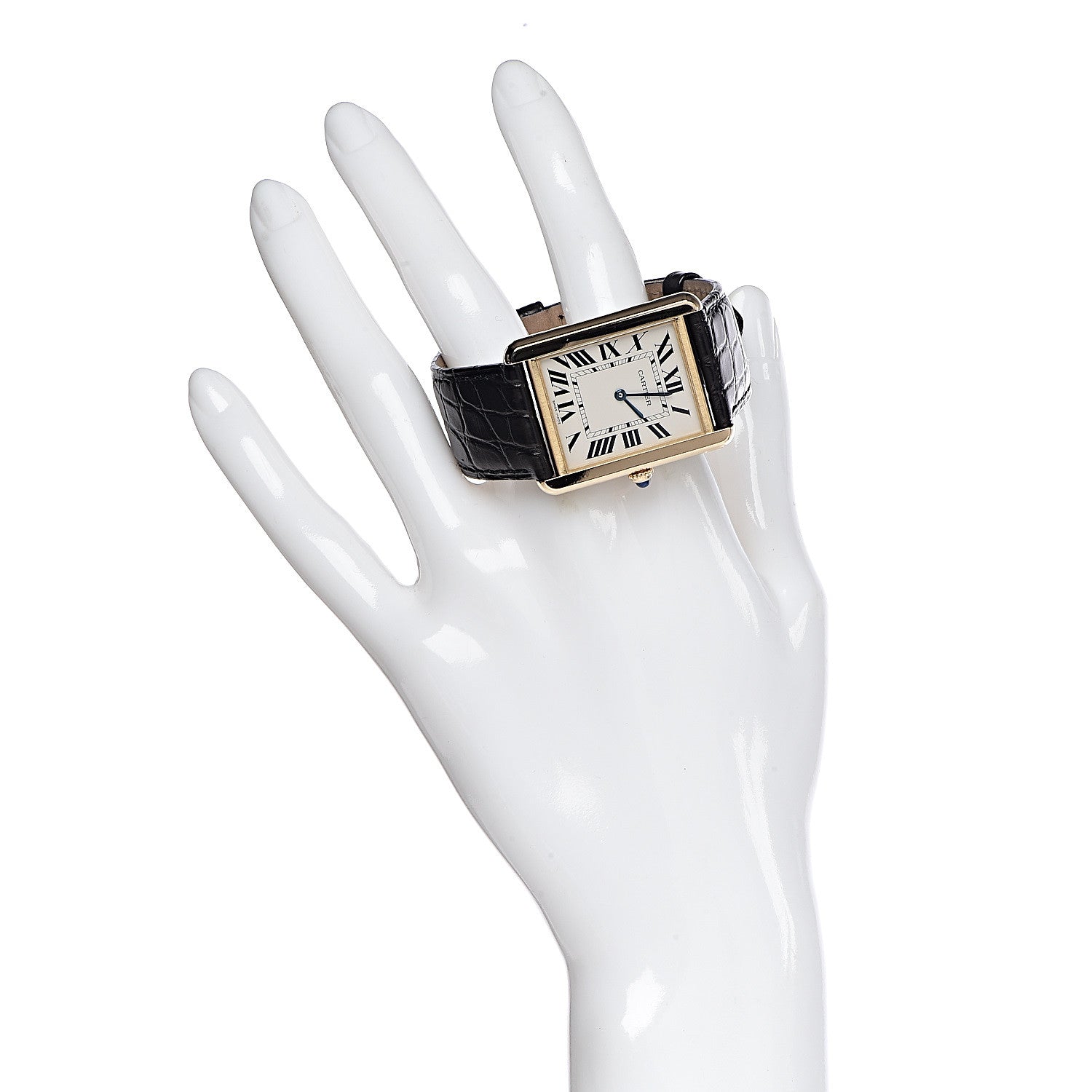 Cartier Stainless Steel 18K Yellow Gold Alligator 27mm Tank Solo Quartz Watch 2 of 9