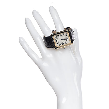 Cartier Stainless Steel 18K Yellow Gold Alligator 27mm Tank Solo Quartz Watch 2 of 9