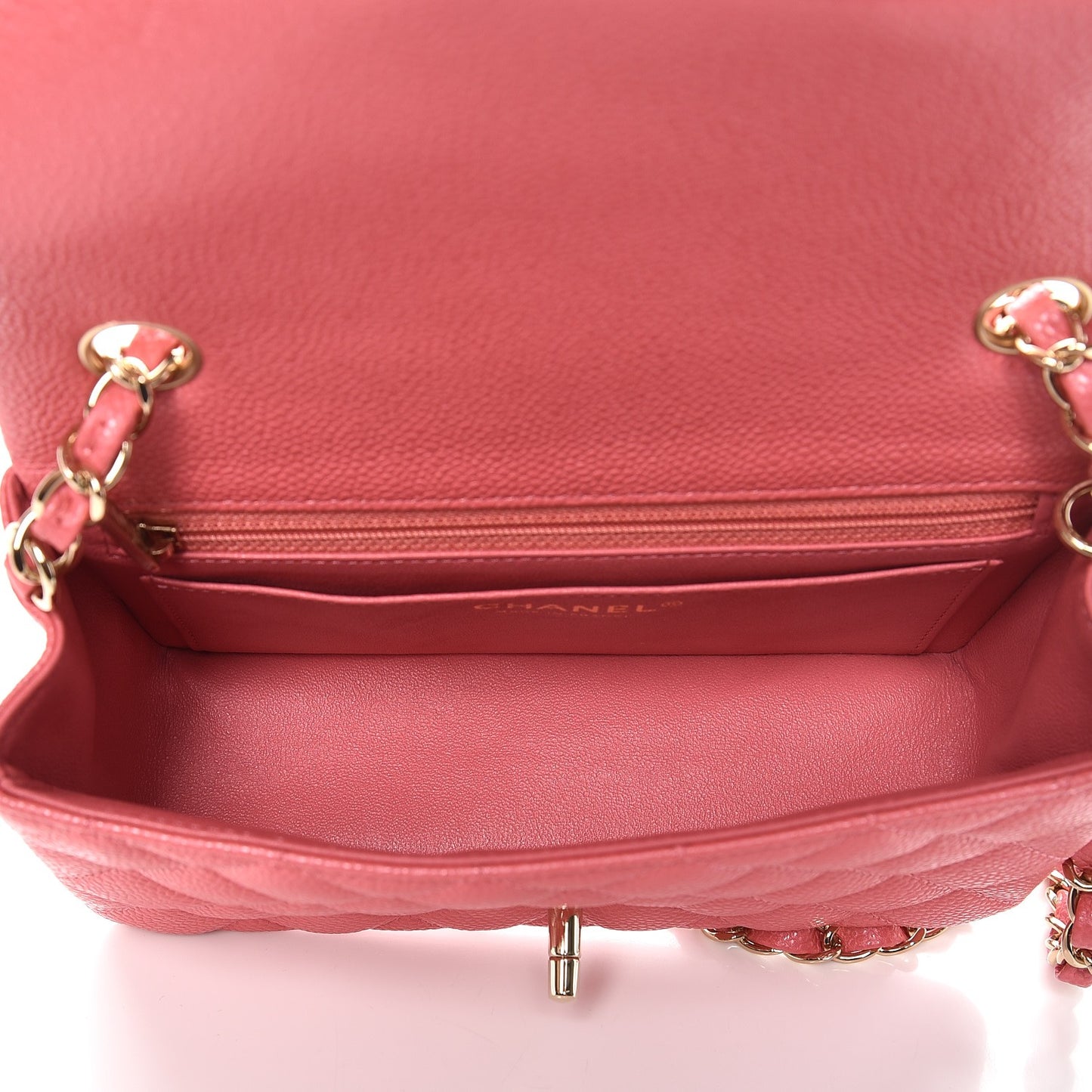 Caviar Quilted Mini Rectangular Flap Dark Pink