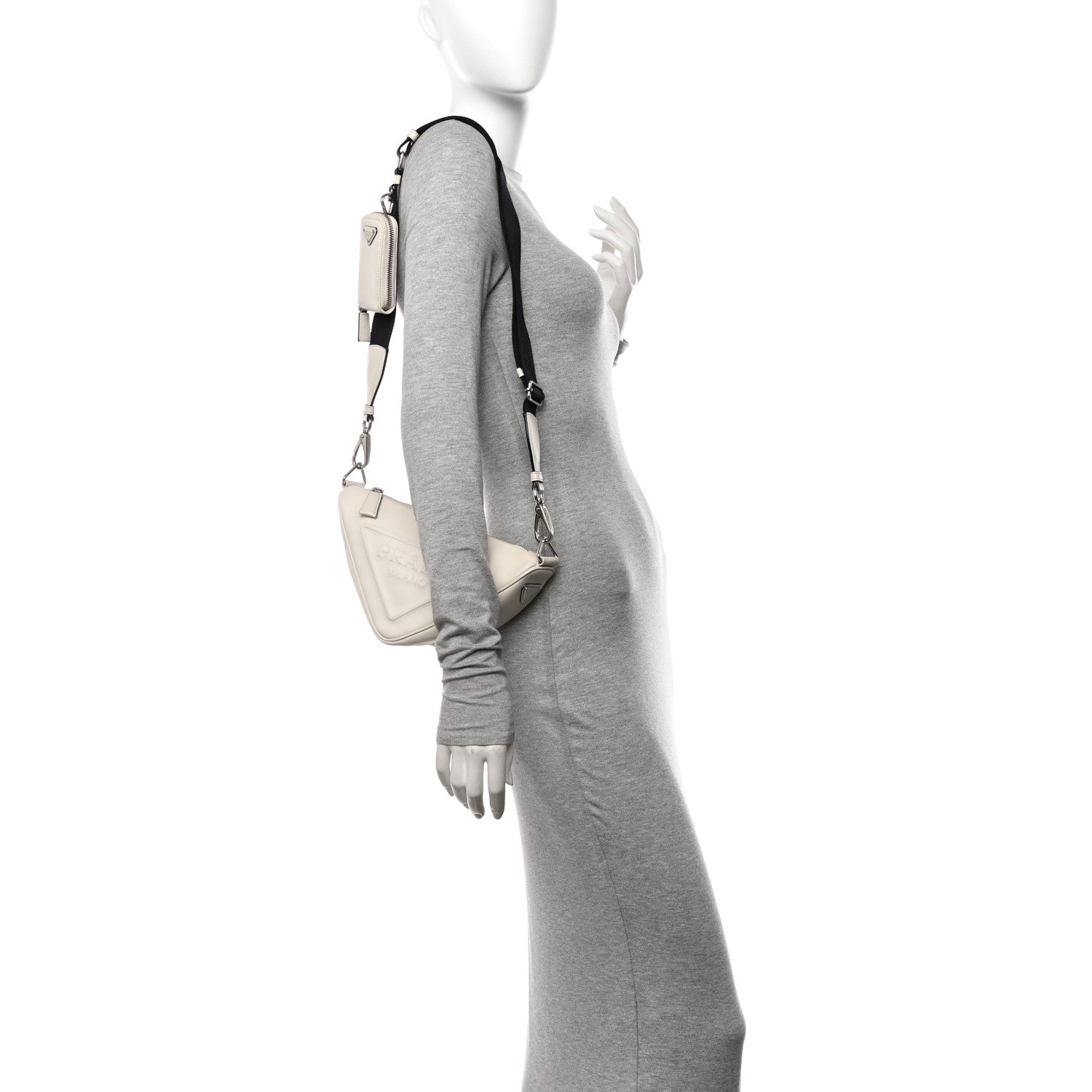 Prada Grace Lux Triangle Shoulder Bag White 2 of 11