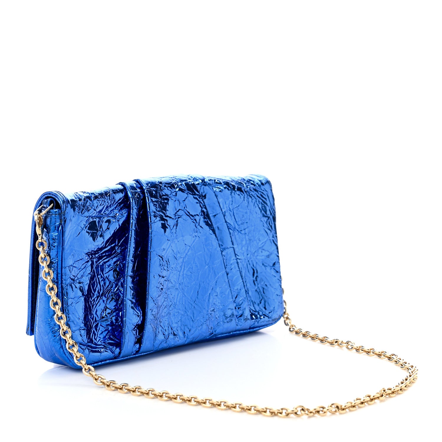 Fendi Metallic Calfskin Mia Pochette Blue 3 of 10