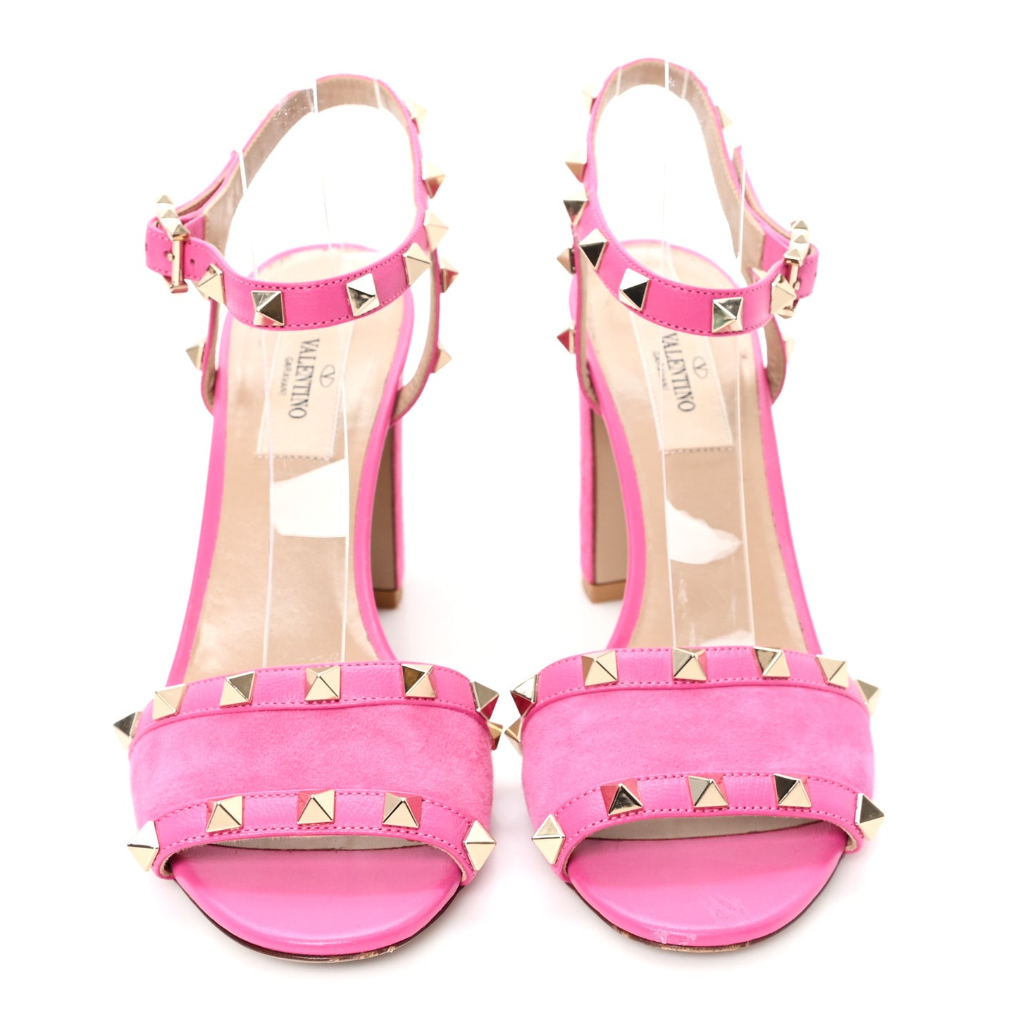 Suede Rockstud Ankle Strap 90mm Sandals 36 Pink Orchid