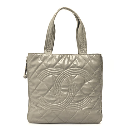Chanel Patent Quilted Expandable CC Shoping Tote Grey 1 of 13