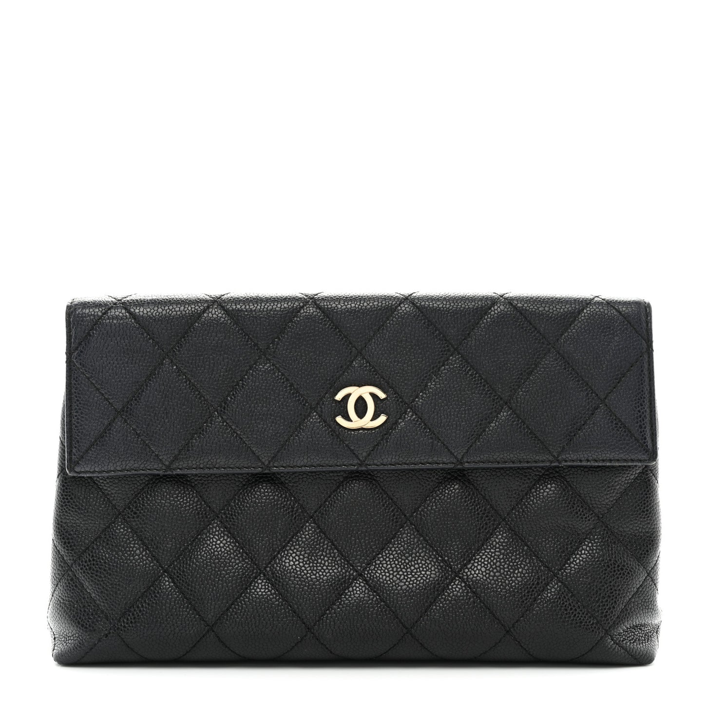 Caviar Quilted CC Clutch Black