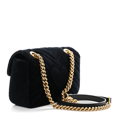 Gucci Velvet Matelasse Mini GG Marmont Shoulder Bag Black 3 of 10