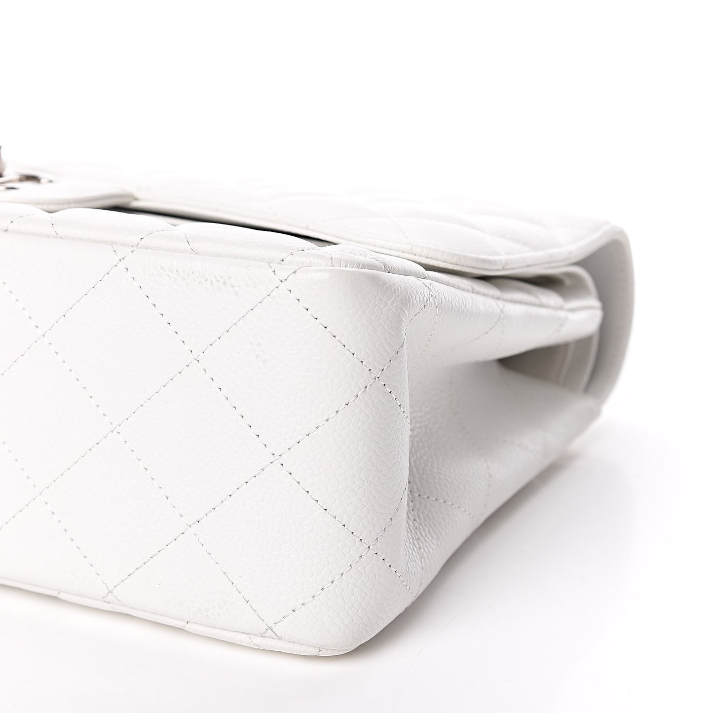 Caviar Quilted Jumbo Double Flap White
