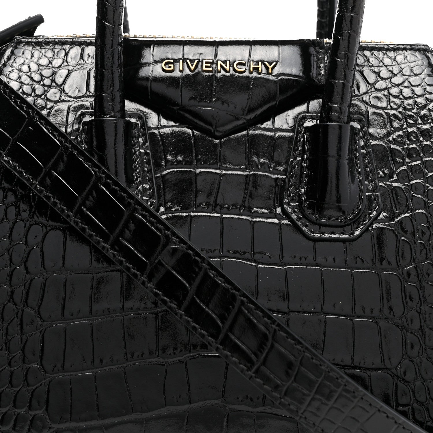 Givenchy Calfskin Crocodile Embossed Mini Antigona Black 8 of 11