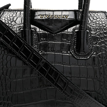 Givenchy Calfskin Crocodile Embossed Mini Antigona Black 8 of 11