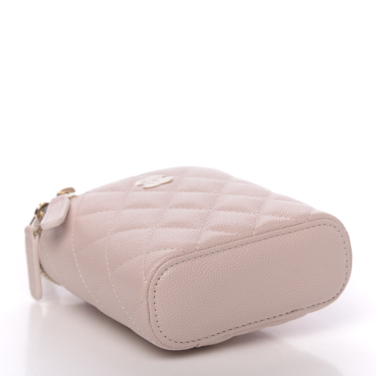 Caviar Quilted Small Vertical Coco Beauty Vanity Case With Chain Light Pink