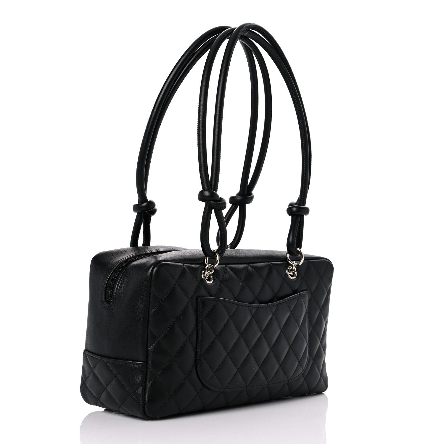 Chanel Calfskin Quilted Large Cambon Bowler Black White 3 of 12