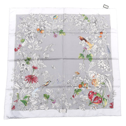 Gucci Silk Twill Wondergardenia Square Scarf Zinc Beige 1 of 5