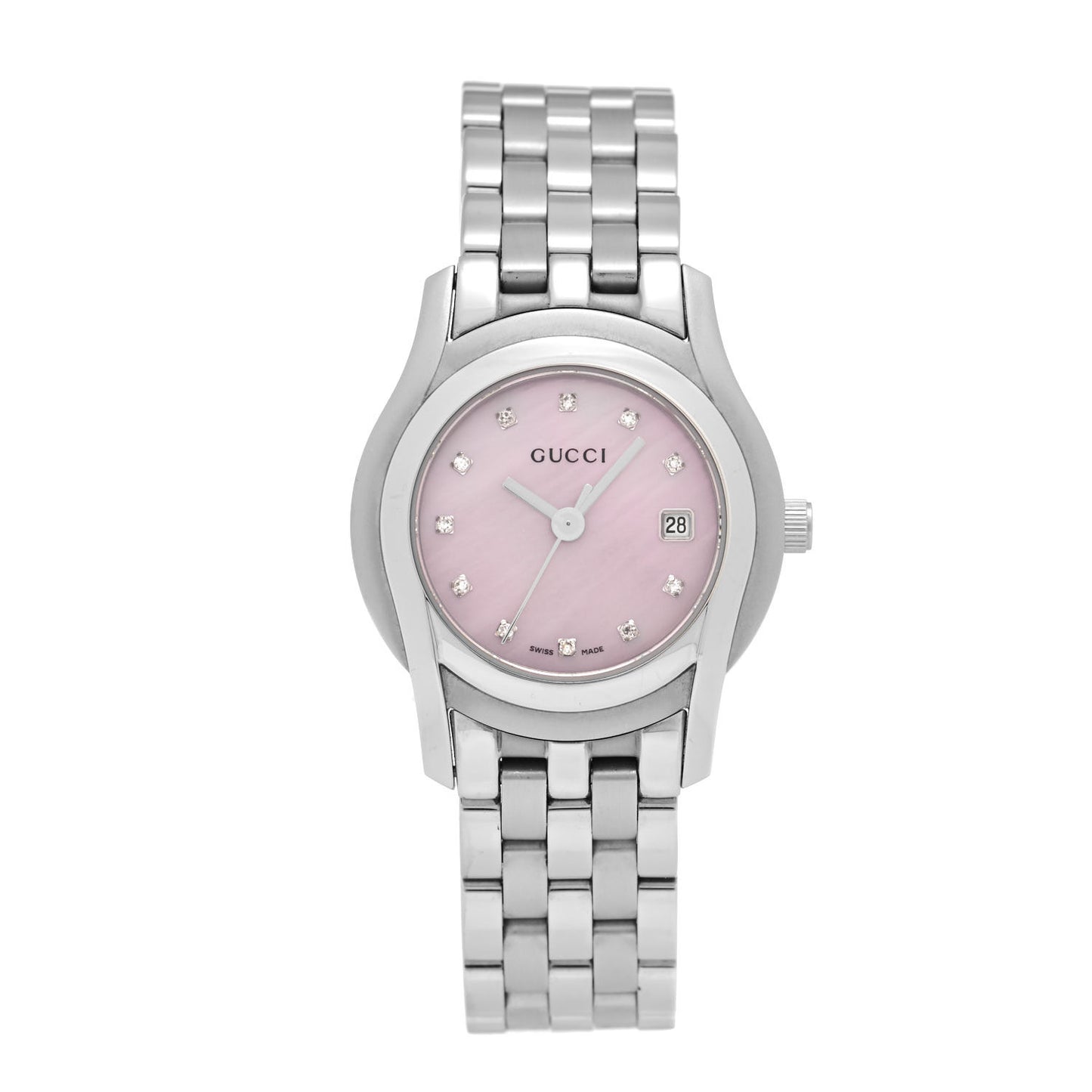Stainless Steel Diamond Pink Mother of Pearl 27mm 5500L Quartz Watch