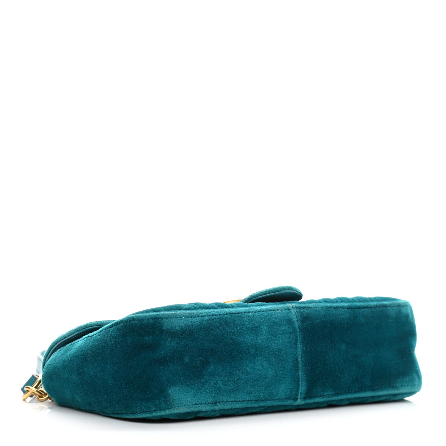 Gucci Velvet Matelasse Small GG Marmont Shoulder Bag Pavone Cyan 4 of 11