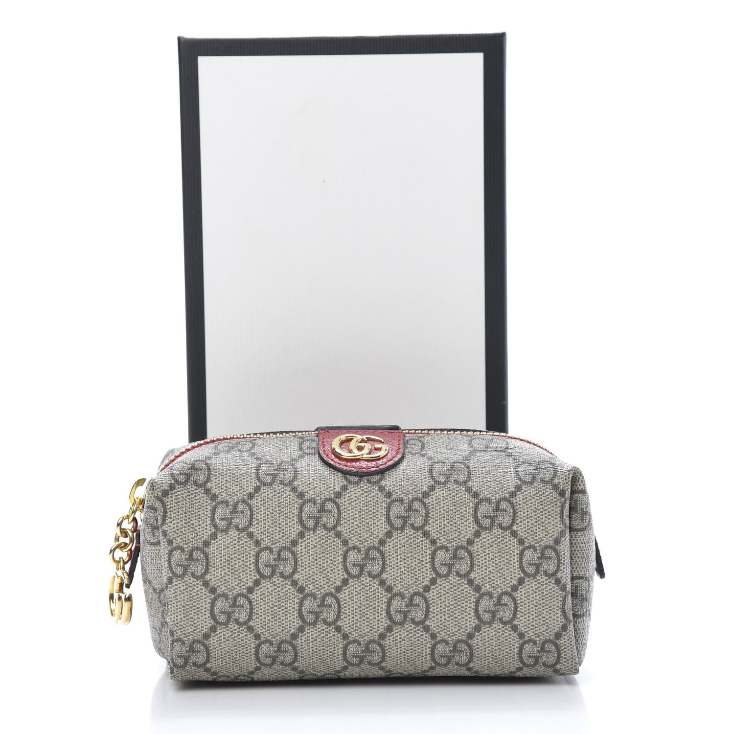 Gucci Soft GG Supreme Monogram Calfskin Small Ophidia Cosmetic Case Beige Ebony Hibiscus Red 8 of 8