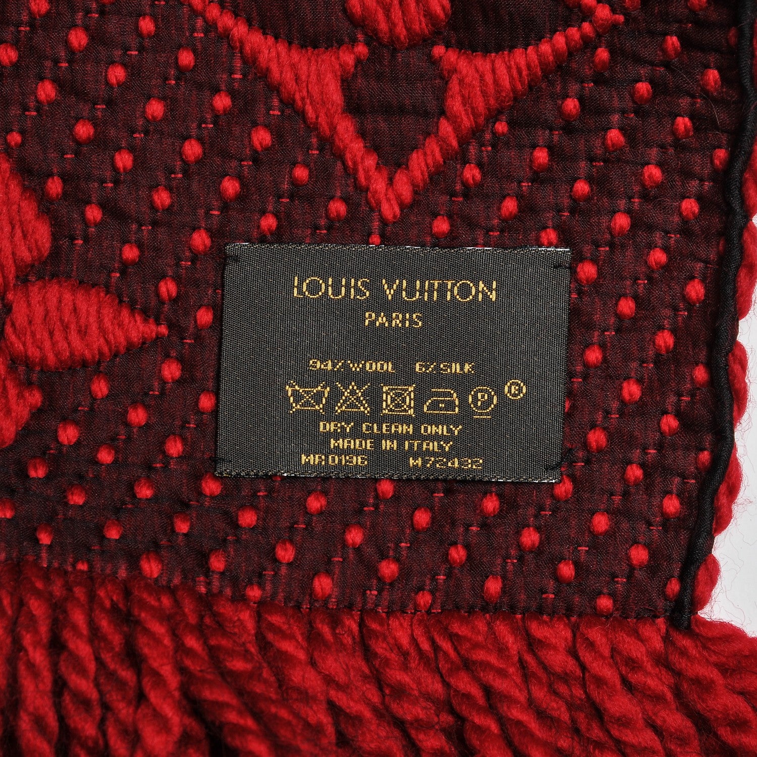 Louis Vuitton Wool Silk Logomania Scarf Rubis 4 of 8