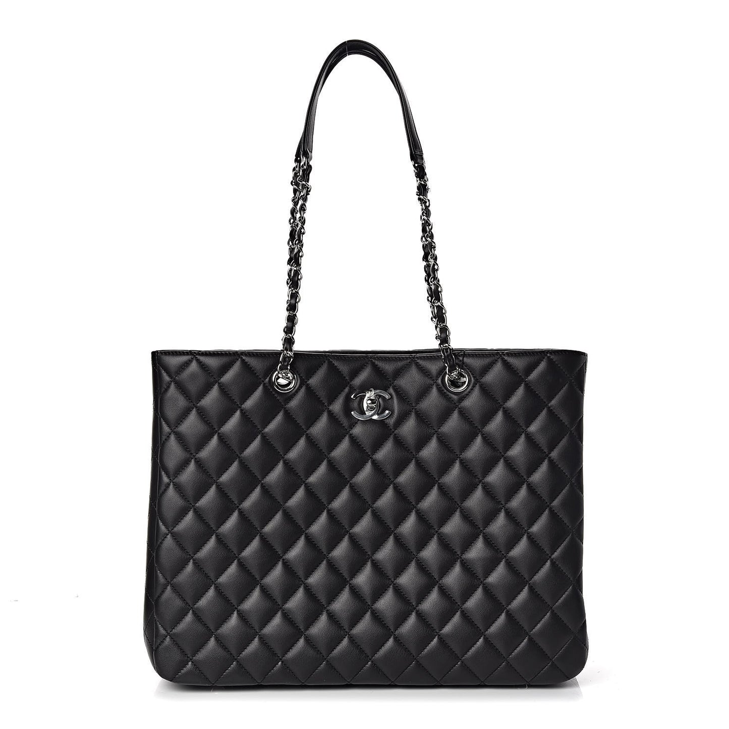 Calfskin Large Classic Shopping Tote Black