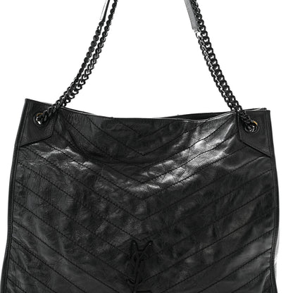 Saint Laurent Crinkled Calfskin Matelasse Monogram Large Niki Shopper Tote Black 7 of 12