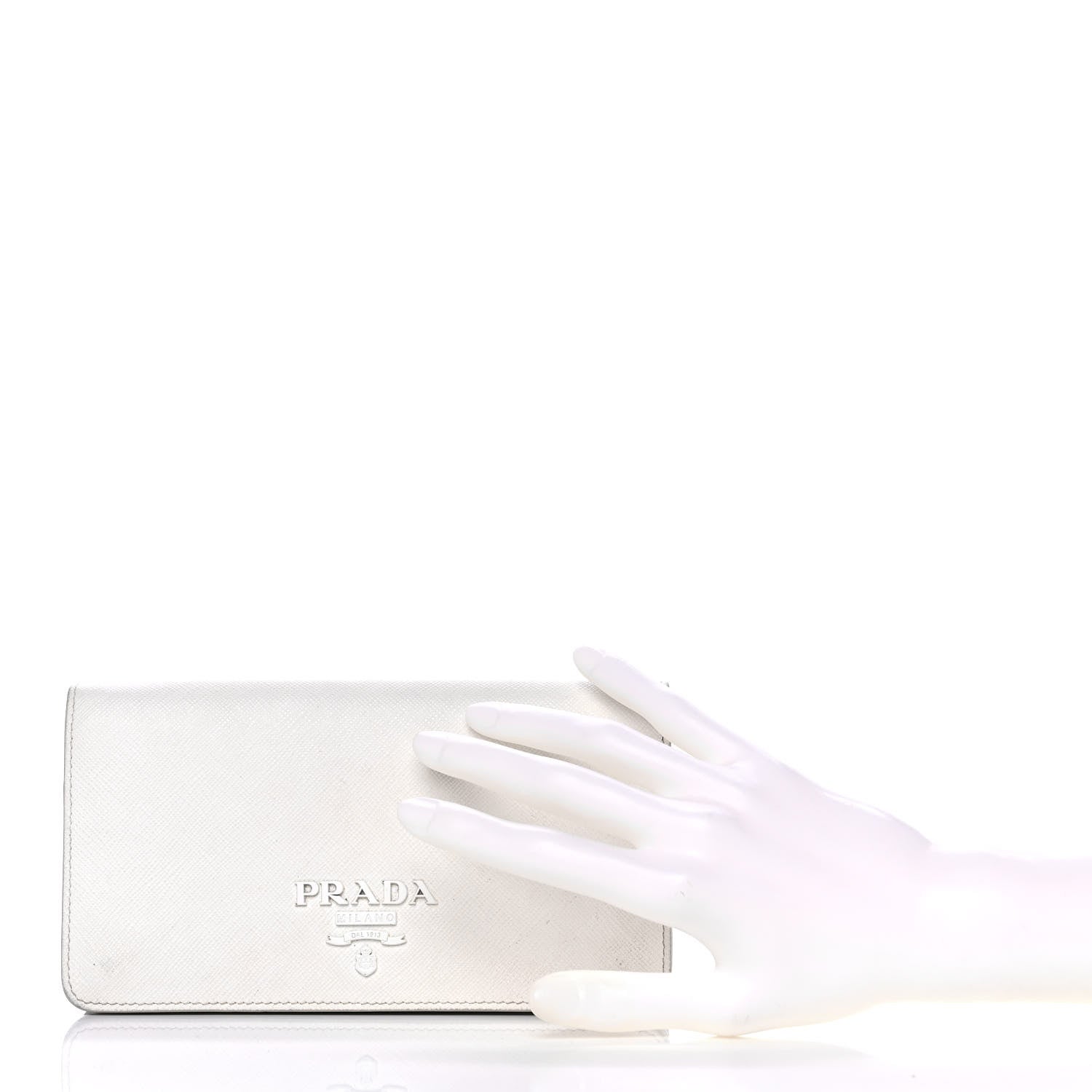 Prada Saffiano Shine Monochrome Mini Flap Crossbody Wristlet Bag Bianco 2 of 20