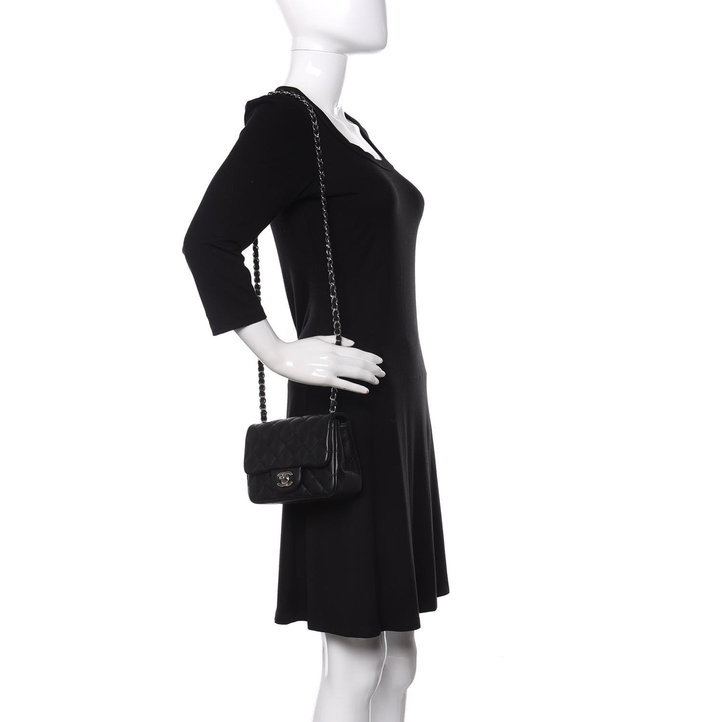Lambskin Quilted Mini Square Flap Black
