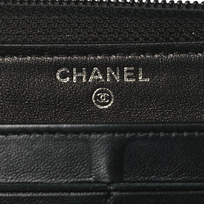 Chanel Lambskin Quilted Boy Zip Around Wallet Black 6 of 8