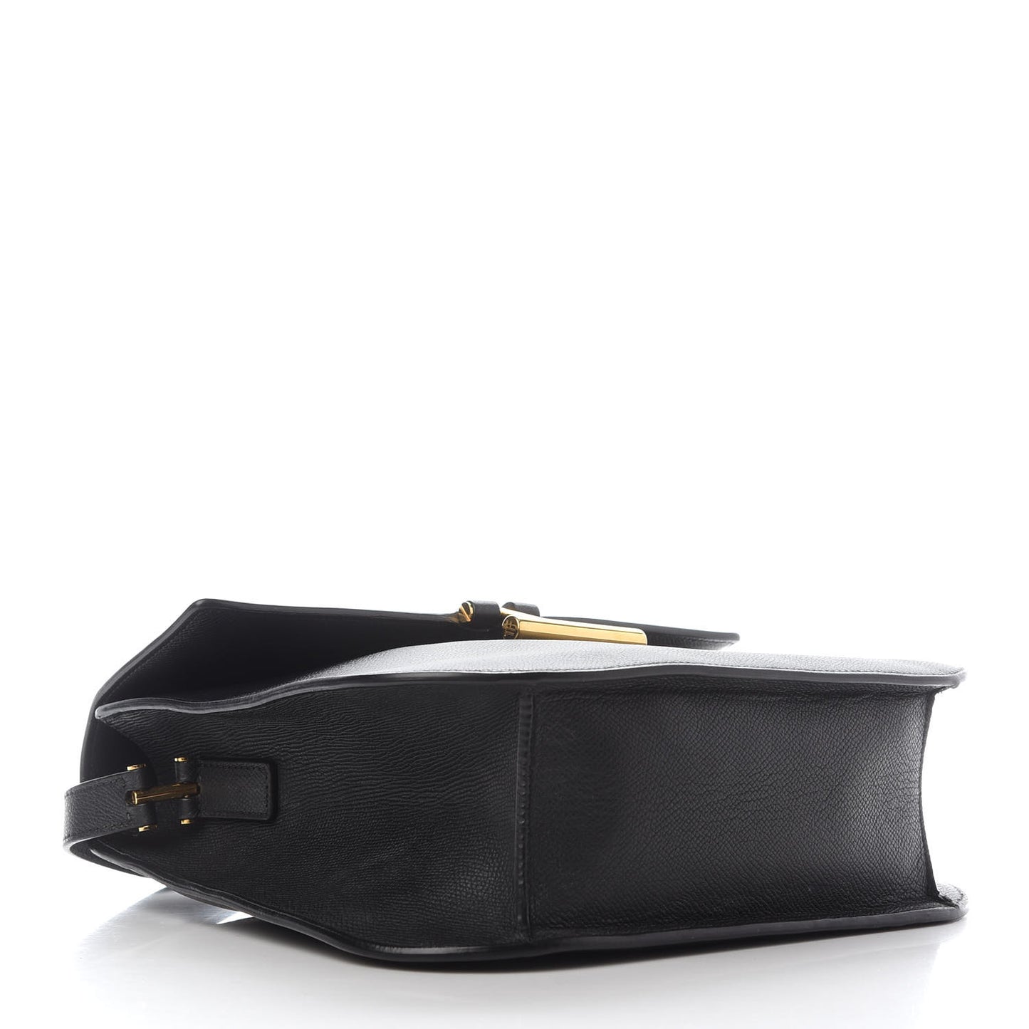 Calfskin Large T Clasp Tara Crossbody Bag Black