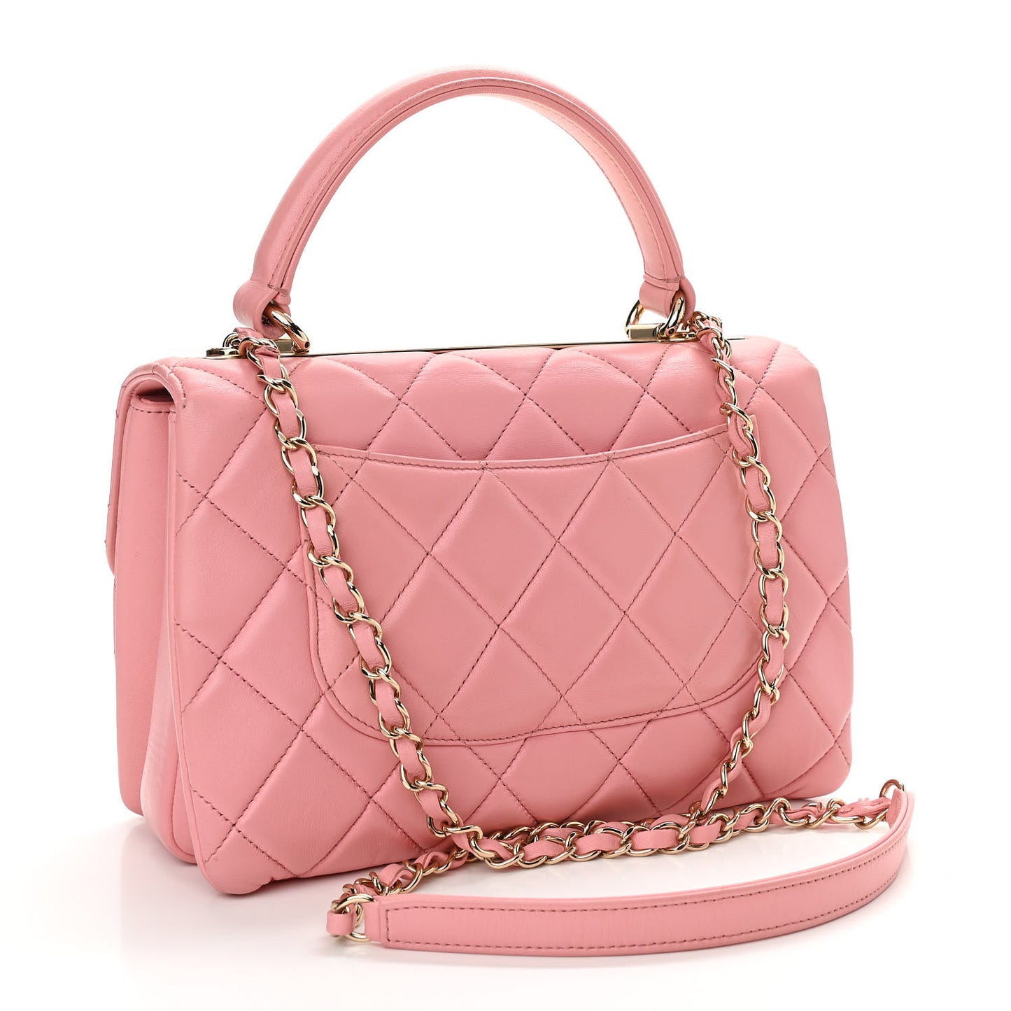 Lambskin Quilted Small Trendy CC Flap Dual Handle Bag Light Pink