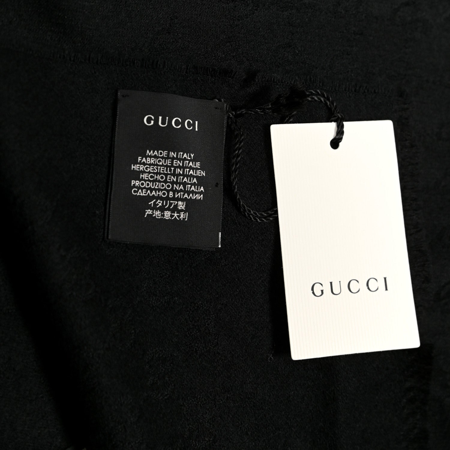 Gucci Cashmere GG Monogram Gem Lux Scarf Black 4 of 4