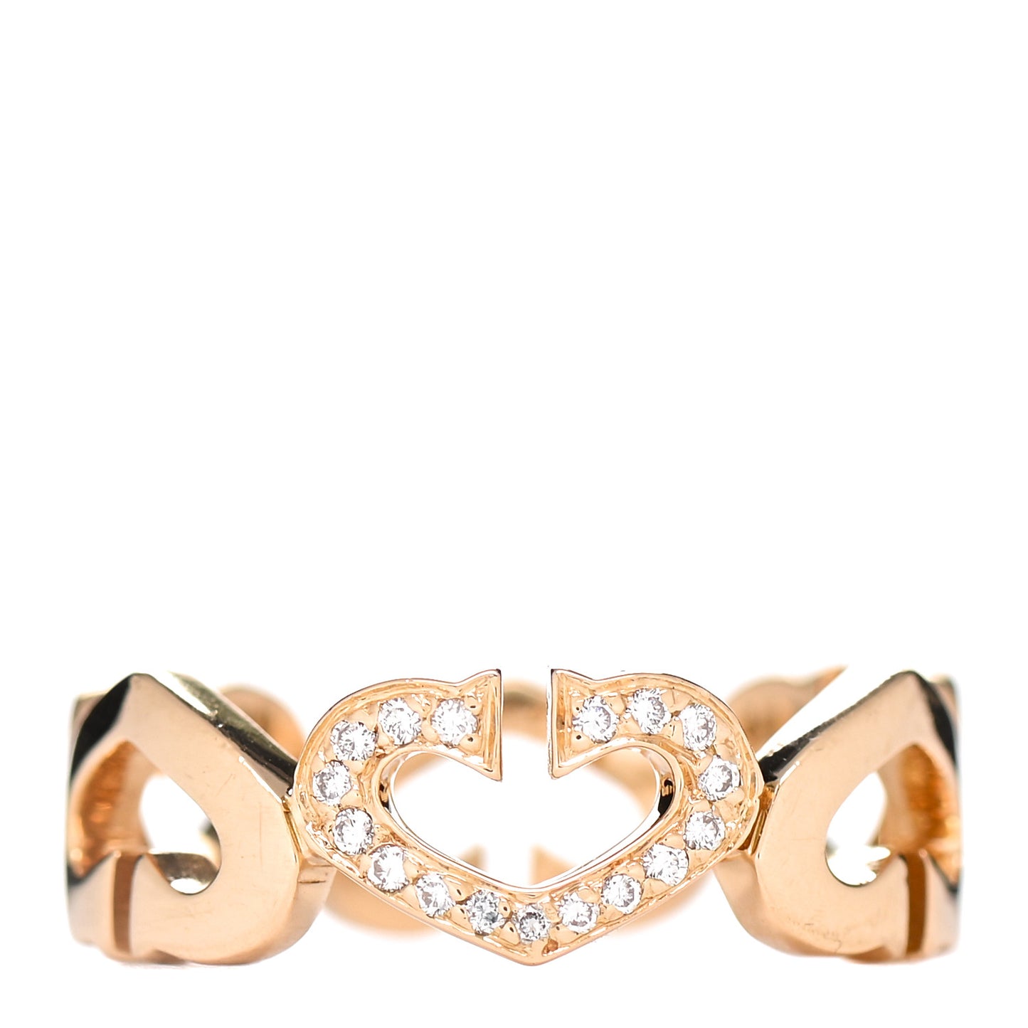 18K Yellow Gold Diamond Hearts and Symbols Ring 57 8