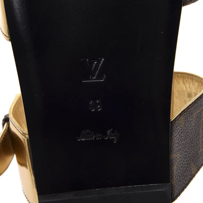 Louis Vuitton Patent Calfskin Monogram Bom Dia Mule Sandals 39 Gold 7 of 8