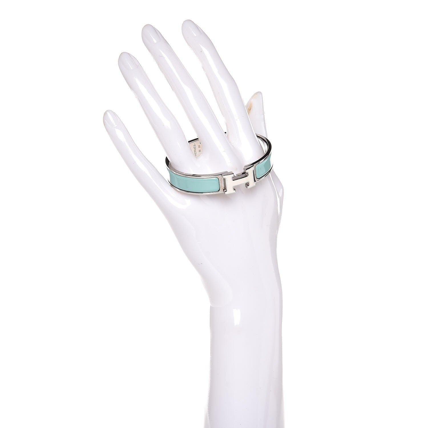 Hermes Enamel Narrow Clic Clac H Bracelet PM Lagon White 2 of 5