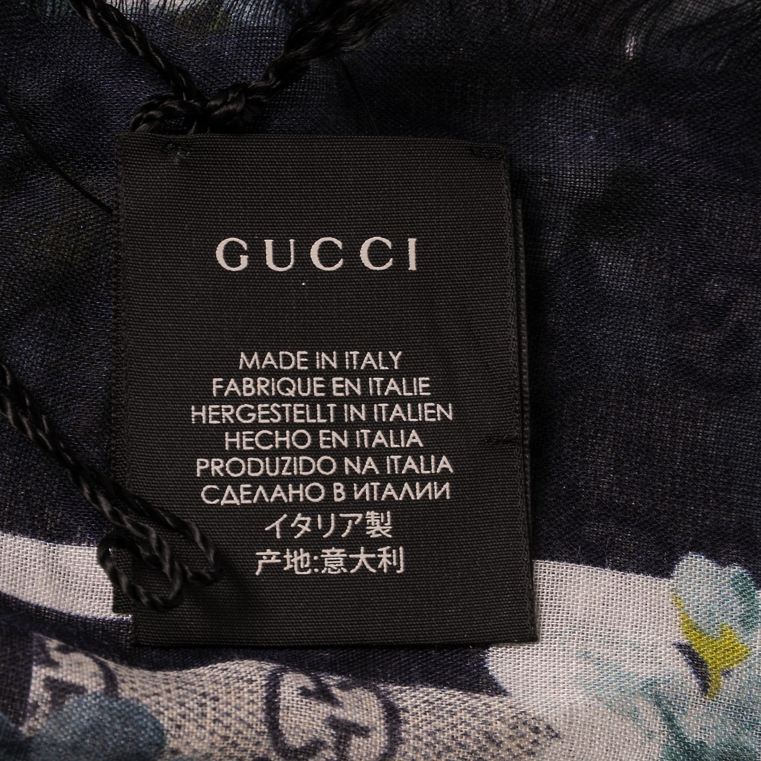 Gucci Modal Silk Monogram New Bloom GG Square Scarf Midnight Blue Sky Blue 7 of 8