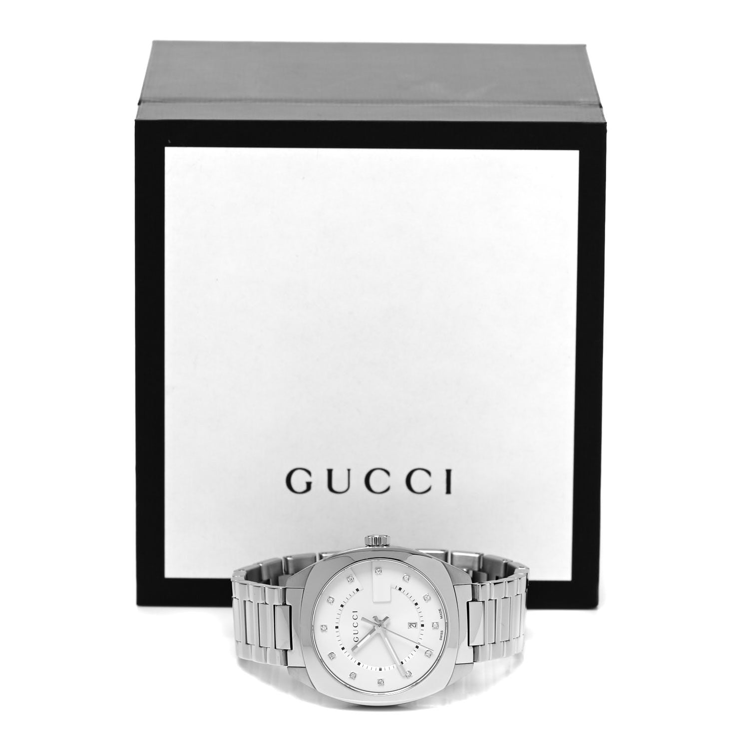 Gucci Stainless Steel Diamond 37mm G-Timeless Quartz Watch White 5 of 5