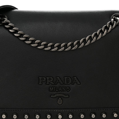 Prada Glace Calfskin Studded Crossbody Black 7 of 11