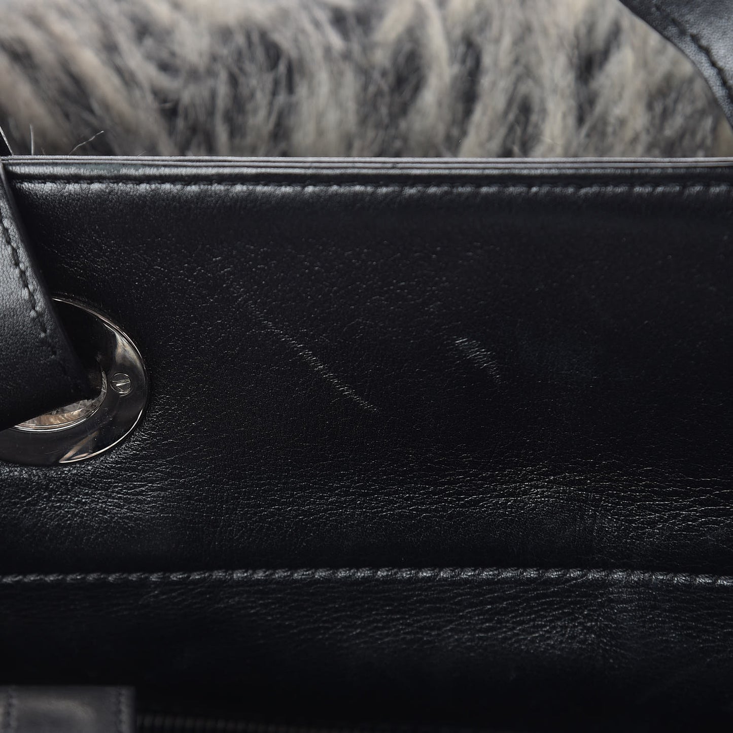Calfskin Fantasy Fur Shopper Tote Black