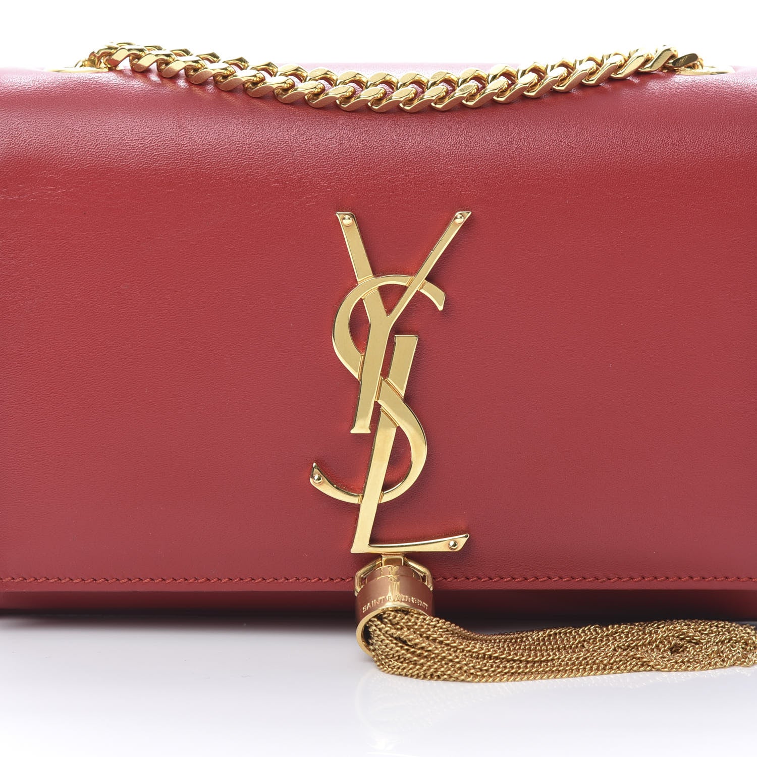 Saint Laurent Calfskin Small Classic Monogram Kate Tassel Satchel Red 8 of 12