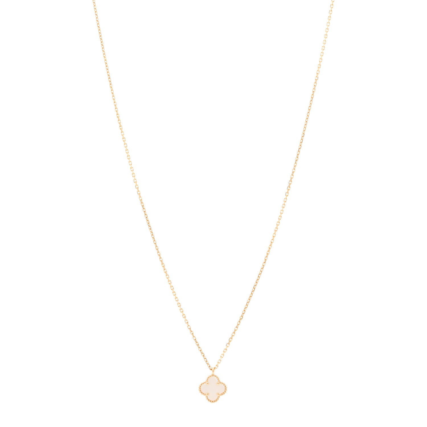 Van Cleef & Arpels 18K Yellow Gold Mother of Pearl Sweet Alhambra Pendant Necklace 1 of 5