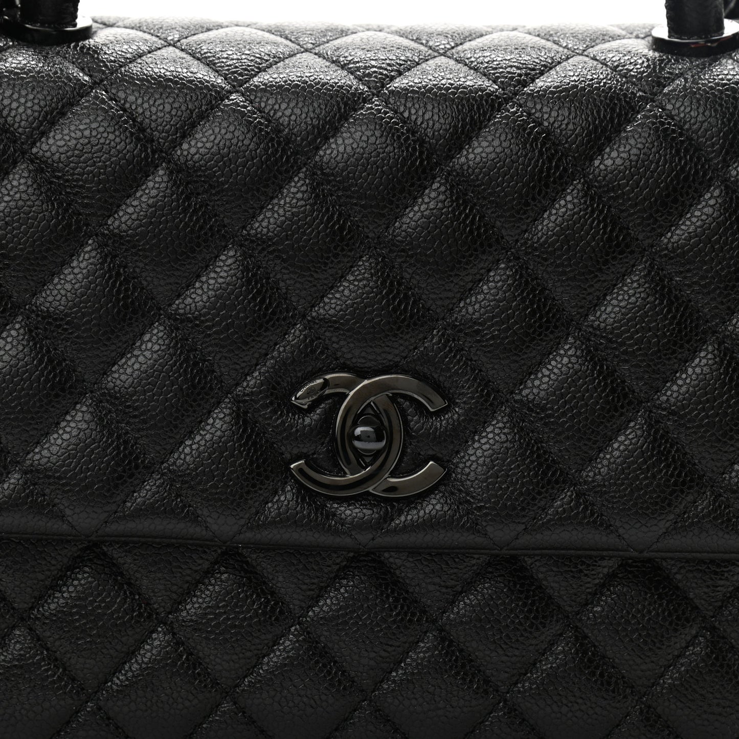 Caviar Quilted Medium Coco Handle Flap So Black