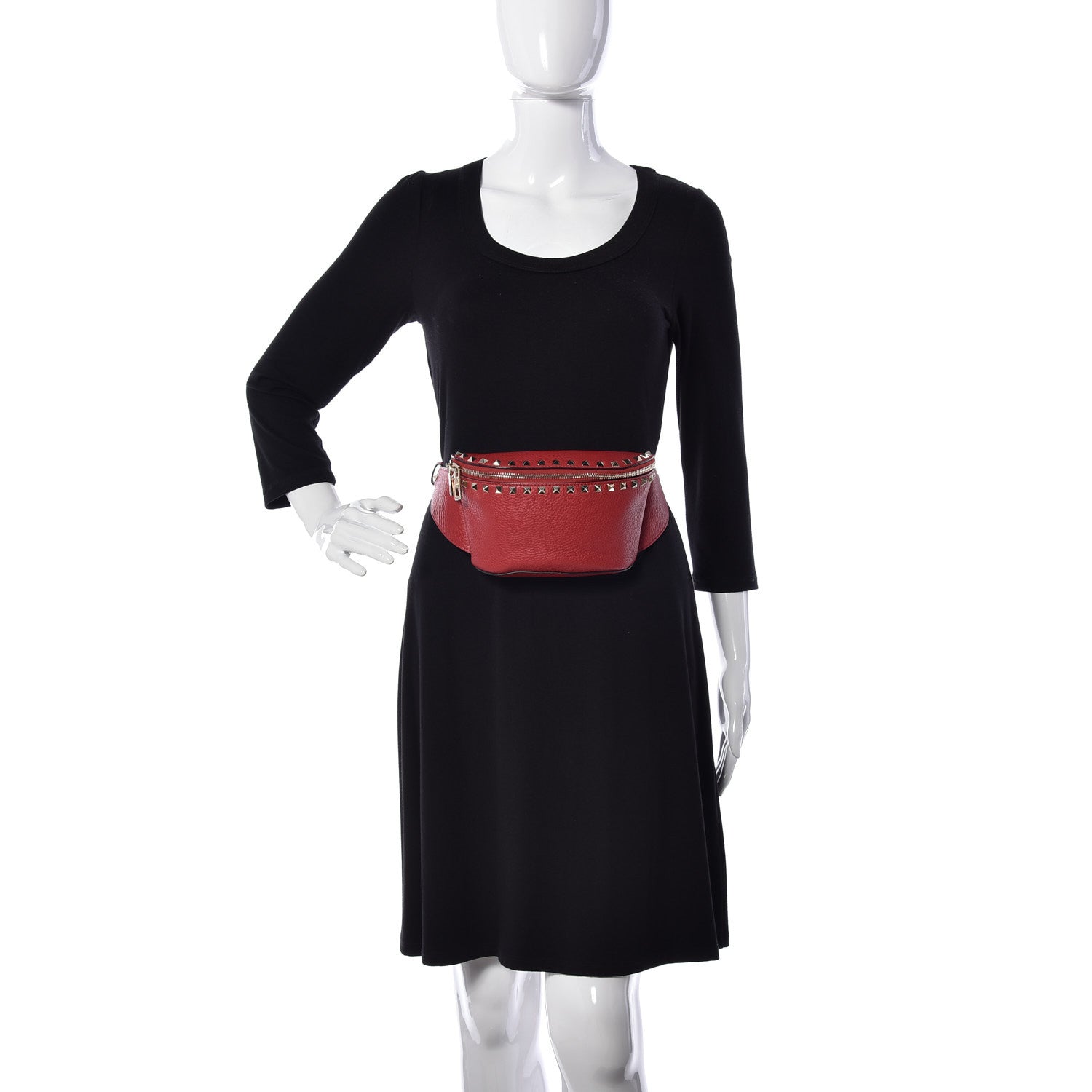 Valentino Garavani Grained Calfskin Rockstud Belt Bag 95 Red 2 of 13