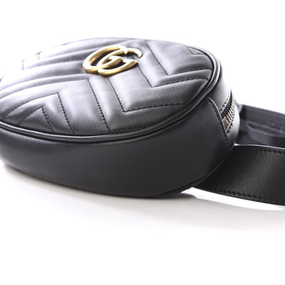 Gucci Calfskin Matelasse GG Marmont Belt Bag 85 34 Black 9 of 9