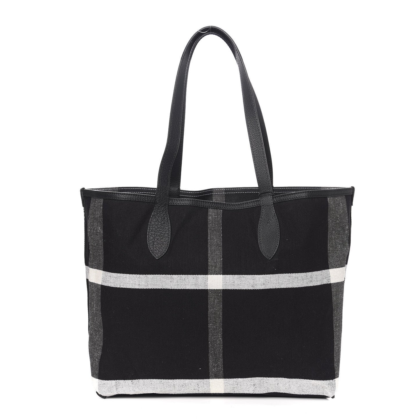 Coated Canvas Mega Check Medium Doodle Tote Black White