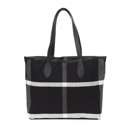 Burberry Coated Canvas Mega Check Medium Doodle Tote Black White 3 of 15