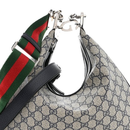 Gucci GG Supreme Monogram Textured Calfskin Web Large Attache Shoulder Bag Beige Blue 8 of 10