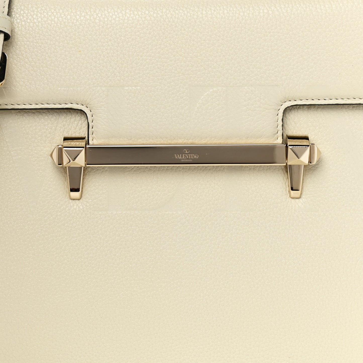 Grainy Calfskin Embossed VLTN Uptown Top Handle Bag Ivory