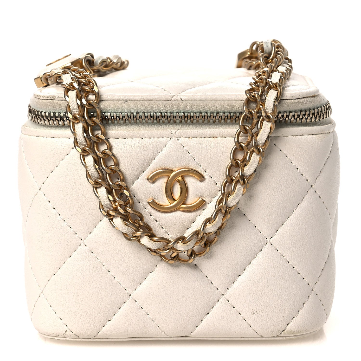 Chanel Lambskin Quilted Mini Vanity Case With Chain White 1 of 12