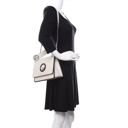 Fendi Vitello Century Alcantara F is Fendi Bi-Color Kan I Shoulder Bag White Black 2 of 12