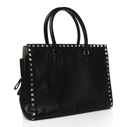 Valentino Garavani Vitello Small Rockstud Top Handle Tote Black 3 of 9