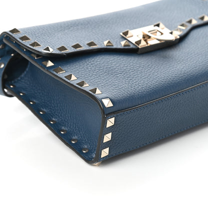 Valentino Garavani Pebbled Calfskin Medium Rockstud Flip Lock Crossbody Bag Peacock 8 of 9